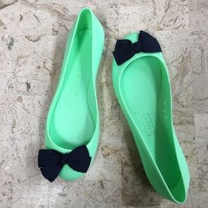 J.Crew Flats Bow Slip On Rainy Day Rubber Jelly